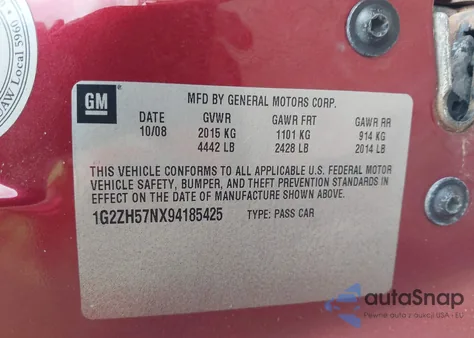 2009 Pontiac G6 Gt из США, поврежденный, VIN 1G2ZH57NX94185425